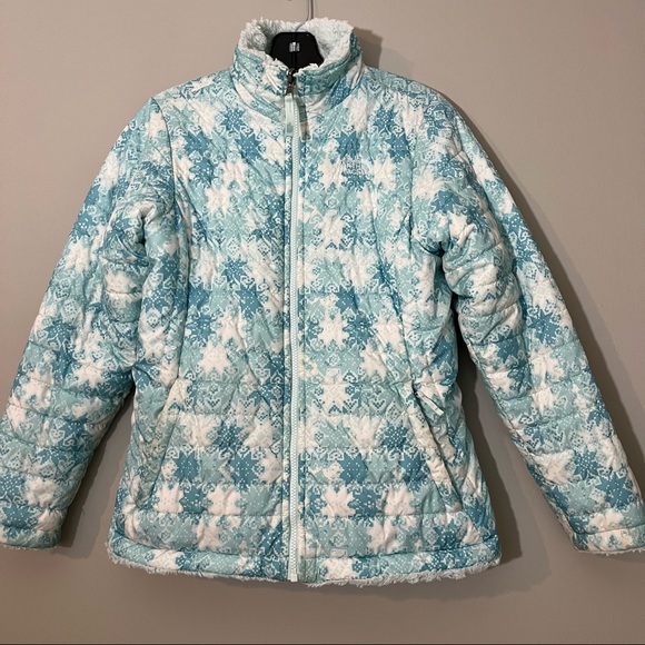 THE NORTH FACE GIRLS FROZEN REVERSIBLE MOSSBUD SWIRL JACKET XL (18) - Picture 2 of 12